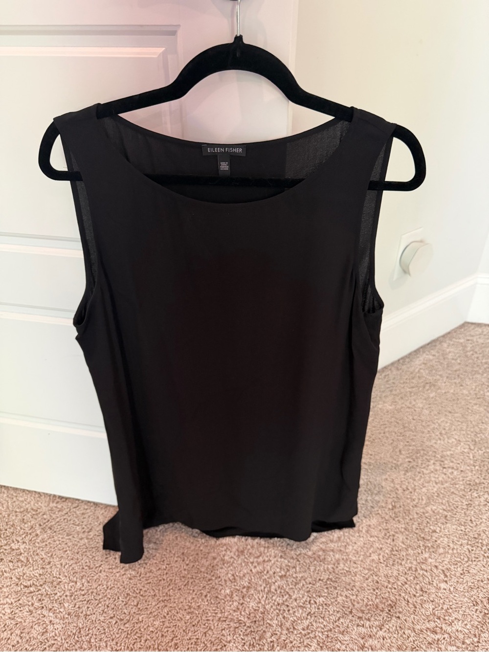 Eileen Fisher Black Sleeveless Sheer Shell Top Size M